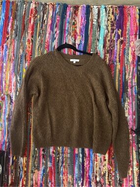 Madewell Brown Ribbed Crewneck Sweater